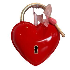 Bella Lux Red & Gold Heart Lock & Key Valentines Tabletop Decor NEW
